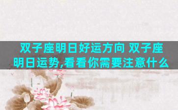 双子座明日好运方向 双子座明日运势,看看你需要注意什么